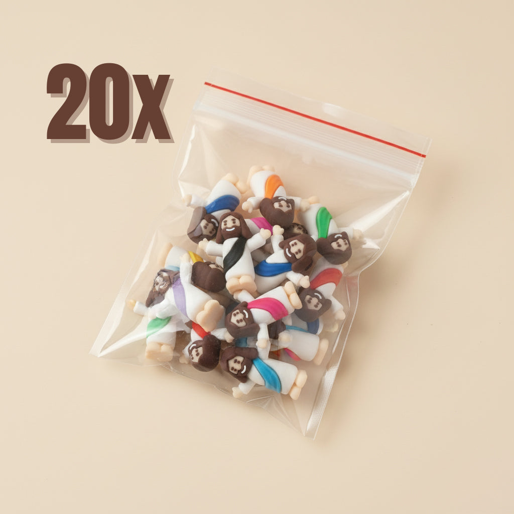 Kit 20 Unidades Mini Jesus Miniatura Braços Levantados | Boneco Jesus Decoração Lembrancinha Religiosa Tiny Jesus