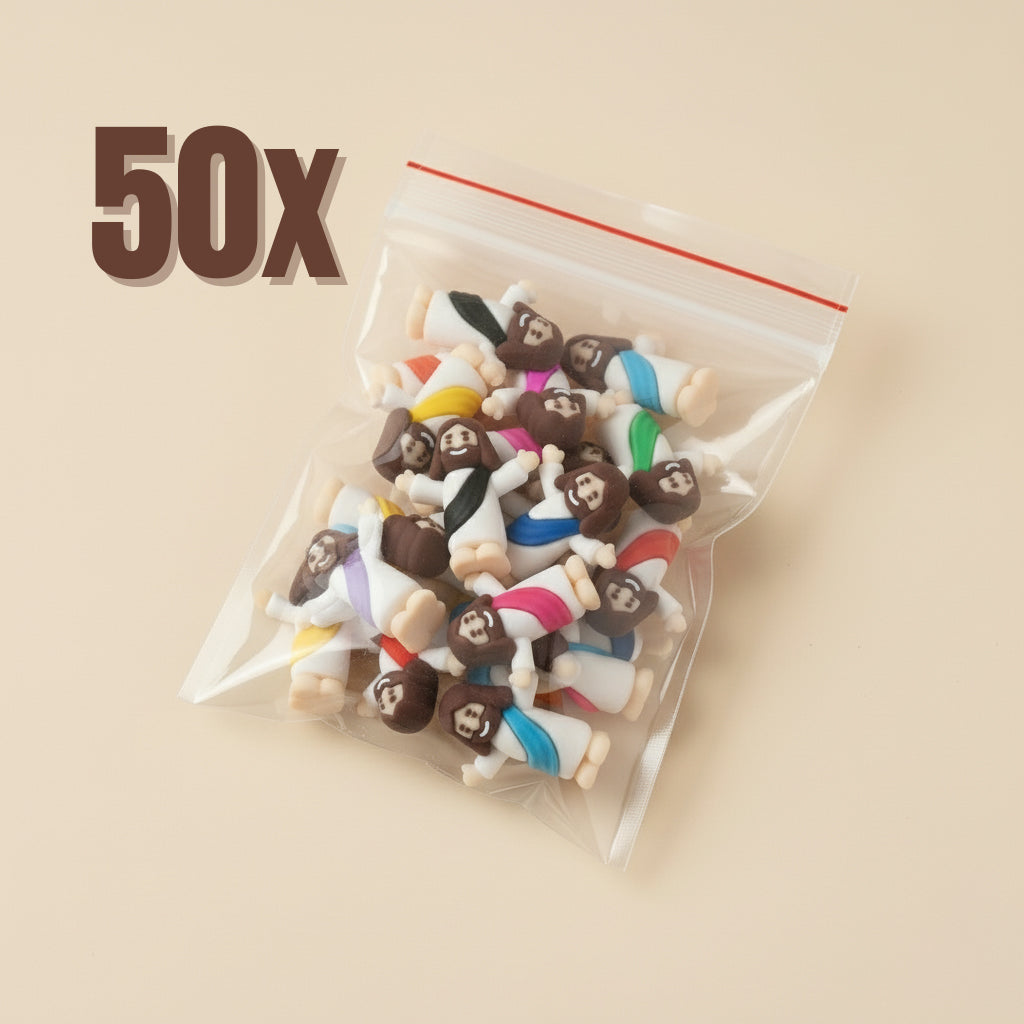 Kit 50 Unidades Mini Jesus Miniatura Braços Levantados | Boneco Jesus Decoração Lembrancinha Religiosa Tiny Jesus