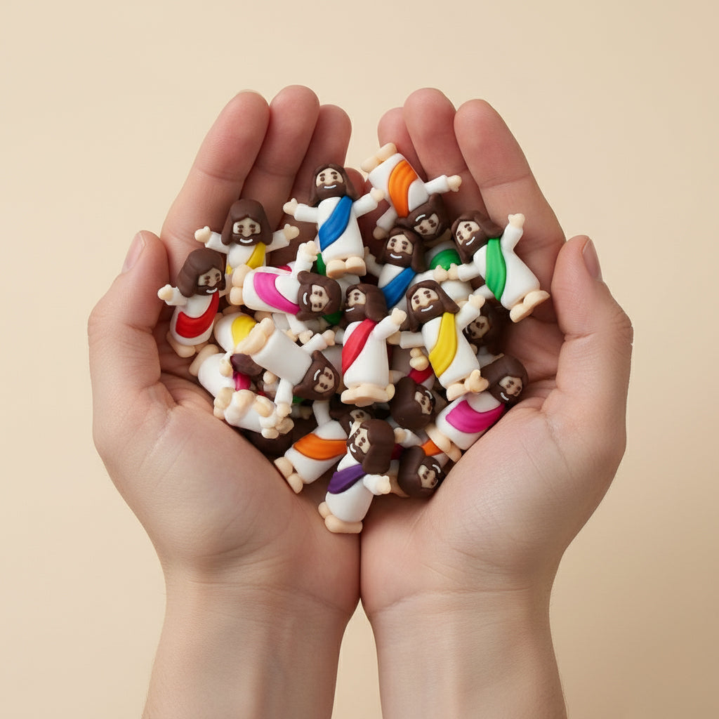 Kit 10 Unidades Mini Jesus Miniatura Braços Levantados | Boneco Jesus Decoração Lembrancinha Religiosa Tiny Jesus