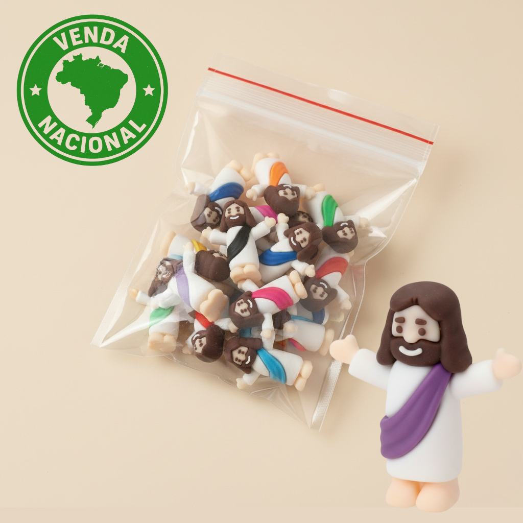 Kit 20 Unidades Mini Jesus Miniatura Braços Levantados | Boneco Jesus Decoração Lembrancinha Religiosa Tiny Jesus