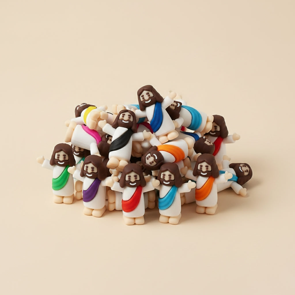 Kit 10 Unidades Mini Jesus Miniatura Braços Levantados | Boneco Jesus Decoração Lembrancinha Religiosa Tiny Jesus