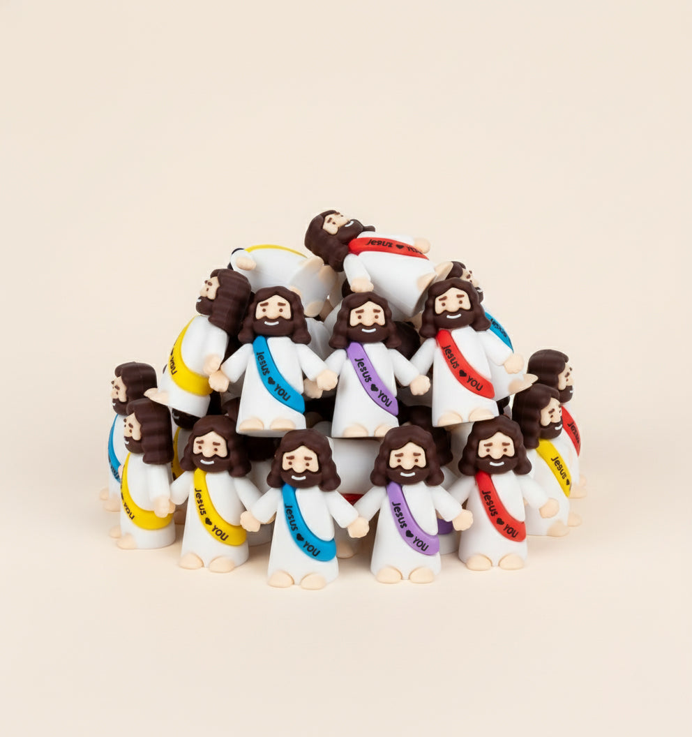 Kit 20 Unidades Mini Jesus Miniatura Com Escrita | Boneco Jesus Decoração Lembrancinha Religiosa Tiny Jesus