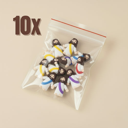 Kit 10 Unidades Mini Jesus Miniatura Sem Escrita | Boneco Jesus Decoração Lembrancinha Religiosa Tiny Jesus