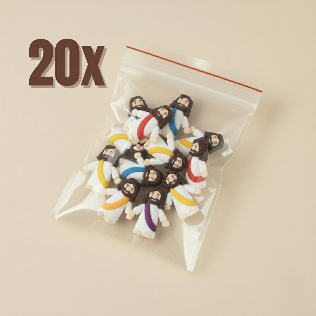 Kit 20 Unidades Mini Jesus Miniatura Sem Escrita | Boneco Jesus Decoração Lembrancinha Religiosa Tiny Jesus