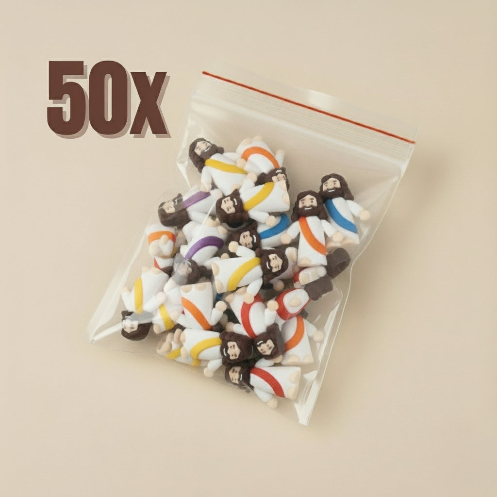 Kit 50 Unidades Mini Jesus Miniatura Sem Escrita | Boneco Jesus Decoração Lembrancinha Religiosa Tiny Jesus