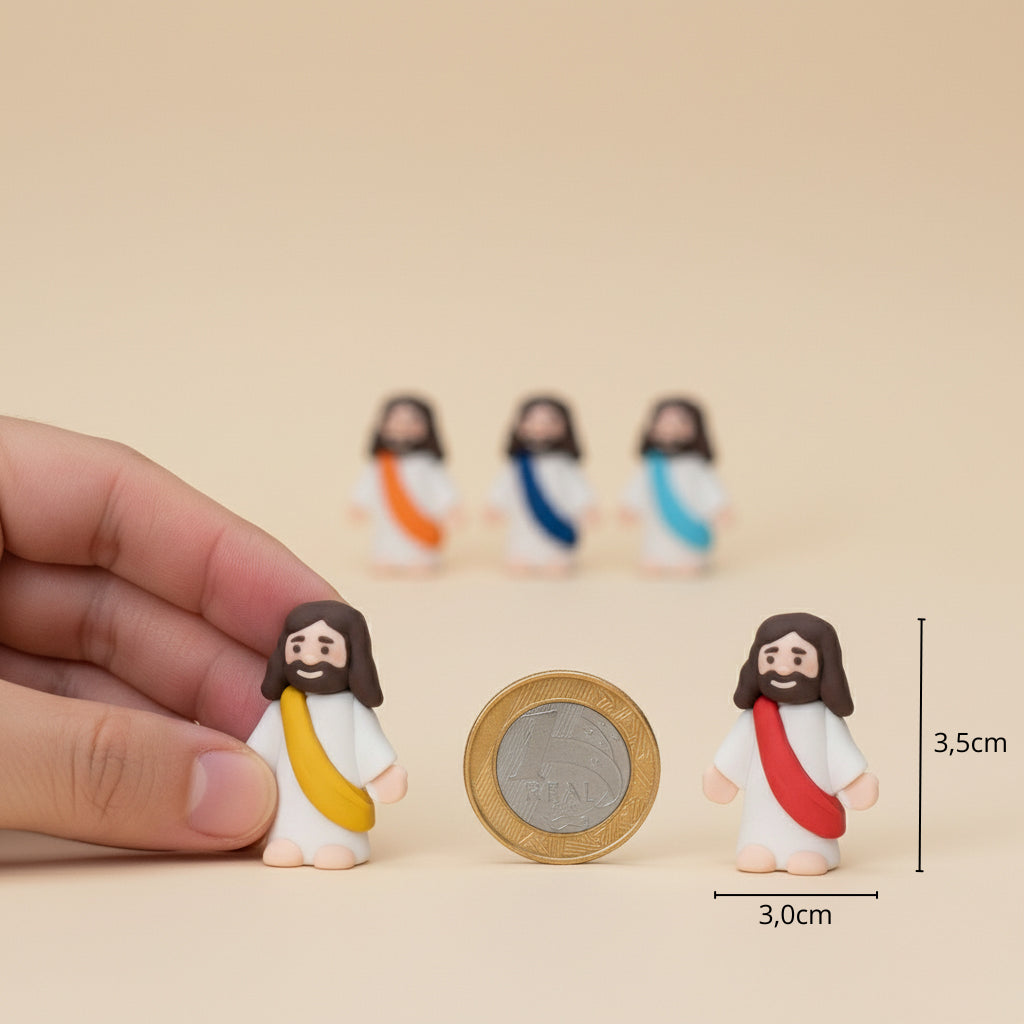 Kit 20 Unidades Mini Jesus Miniatura Sem Escrita | Boneco Jesus Decoração Lembrancinha Religiosa Tiny Jesus